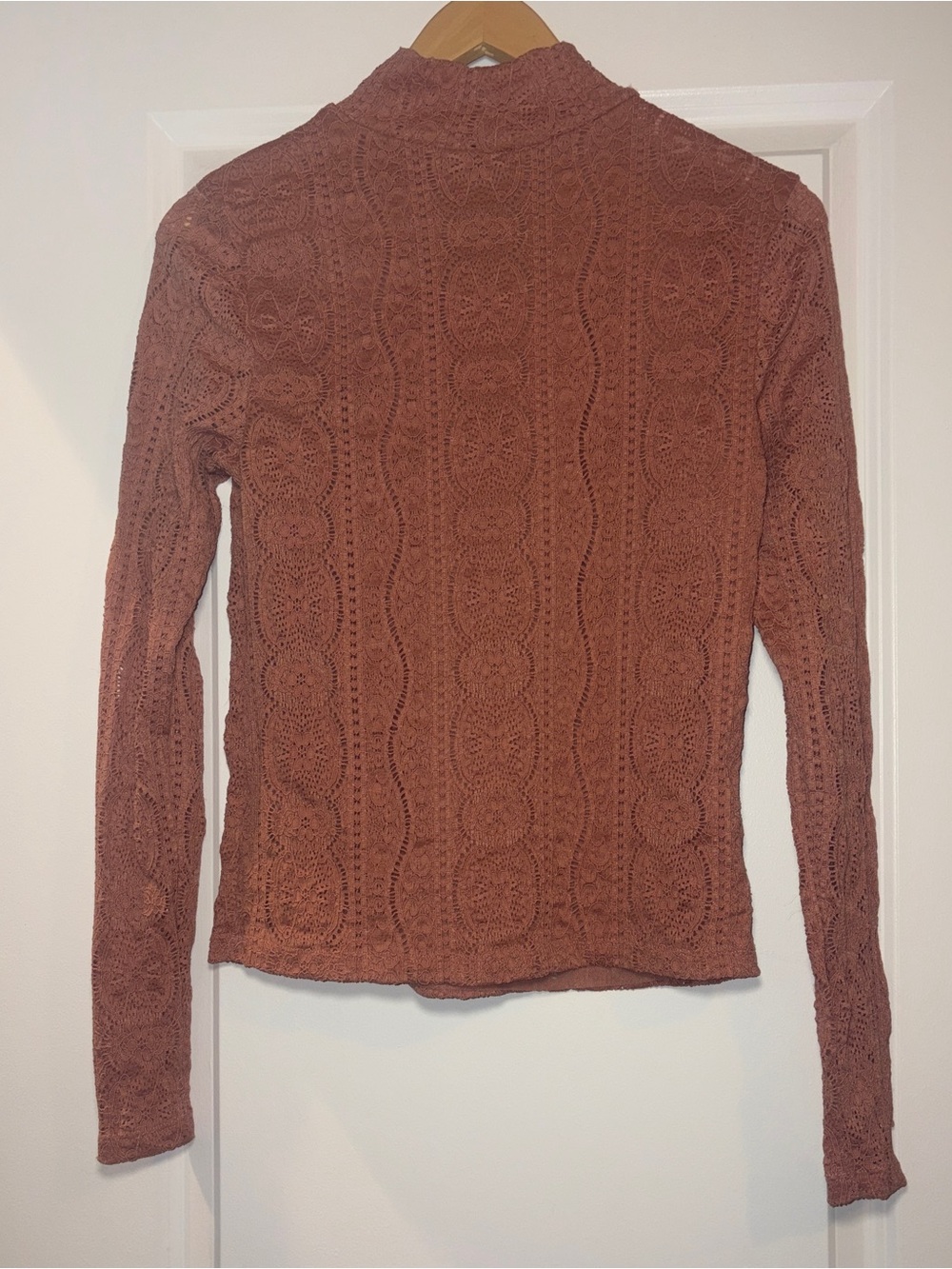 Anthropologie Dusty Rose Lace Mock-Neck Blouse - Picture 3 of 5